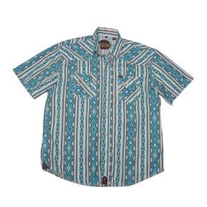 Red Dirt Rafter C Men's Large Pearl Snap Shirt Button Up Short Sleeve